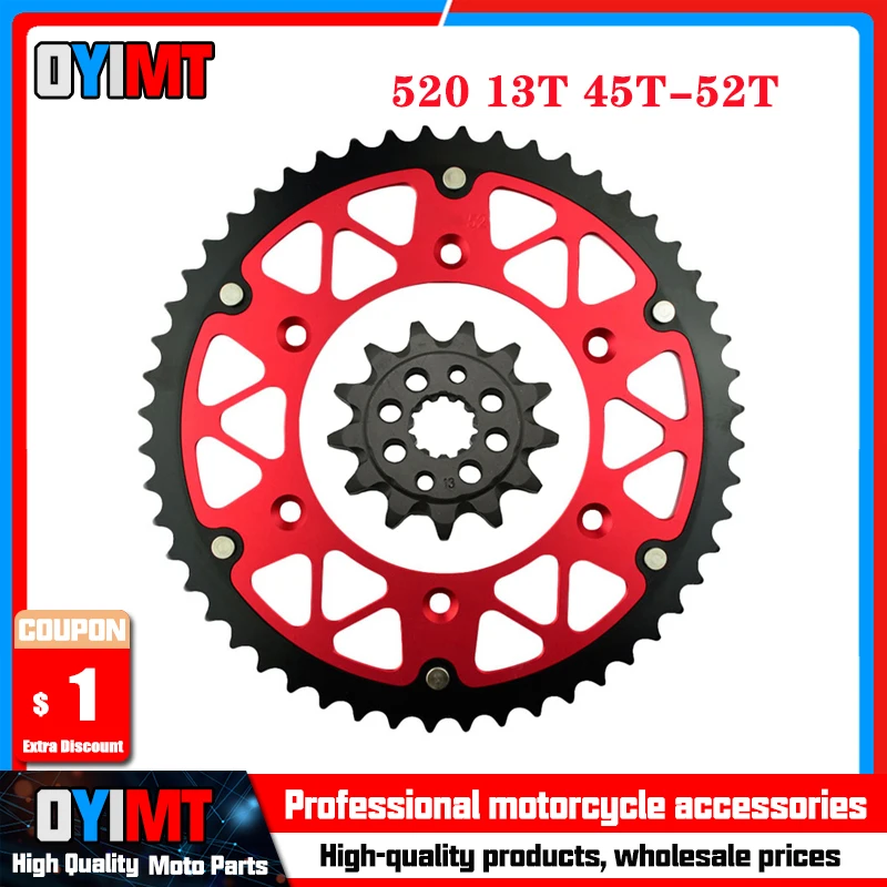 520 13T 45T 46T 47T 48T 49T 51T 52T Motorcycle Front & Rear Sprocket For HONDA XR250R XR 250 R 1996-2005