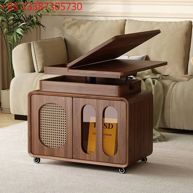 

Журнальный столик из массива орехового дерева в средневековом стиле, подъемный, складной, для гостиной, устанавливаемый у дивана