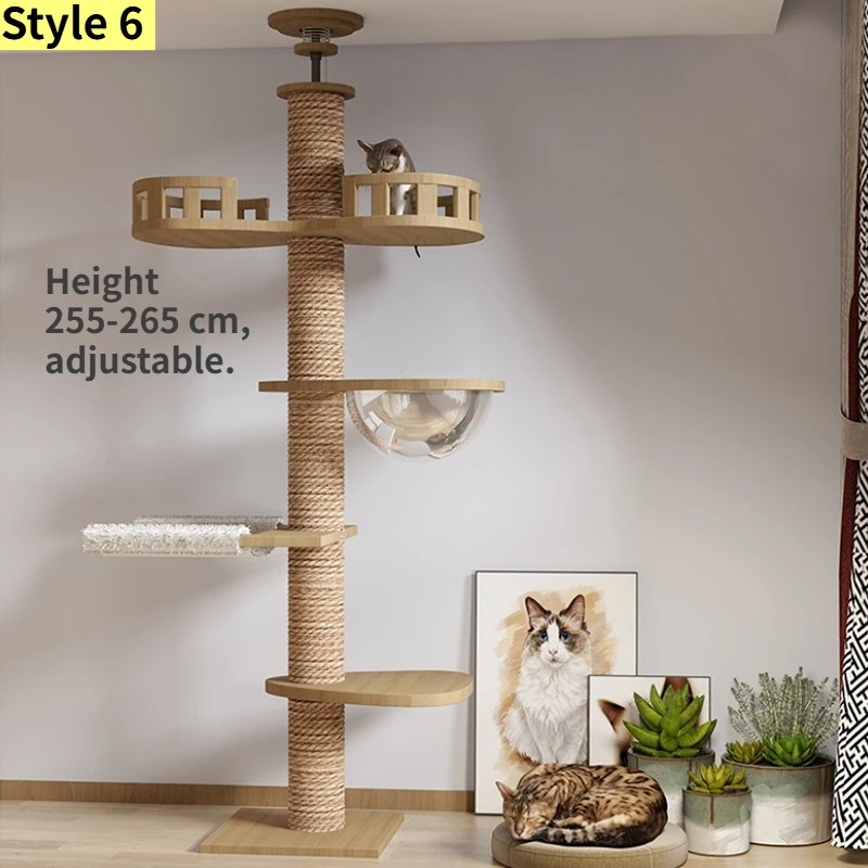 Verstelbare Krabpaal Klimspeelgoed Kattentorenhuis Van vloer tot plafond Katten Meerniveau Condo Huisdier Boomhut Huisdiermeubilair