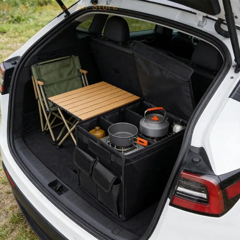 Aufbewahrungsbox Anti-Rutsch-Spritzwassergeschützter Kofferraum-Organisationsbehälter Auto-SUV-Organizer H8WE – Detail 3