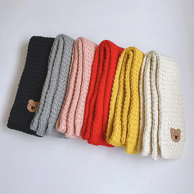 2Pcs/set Cute Bear Beanies Warm Infant Knitted Hats For Baby Boys Girls 0-6 Years Old Autumn Winter Newborn Baby Hats Scarf