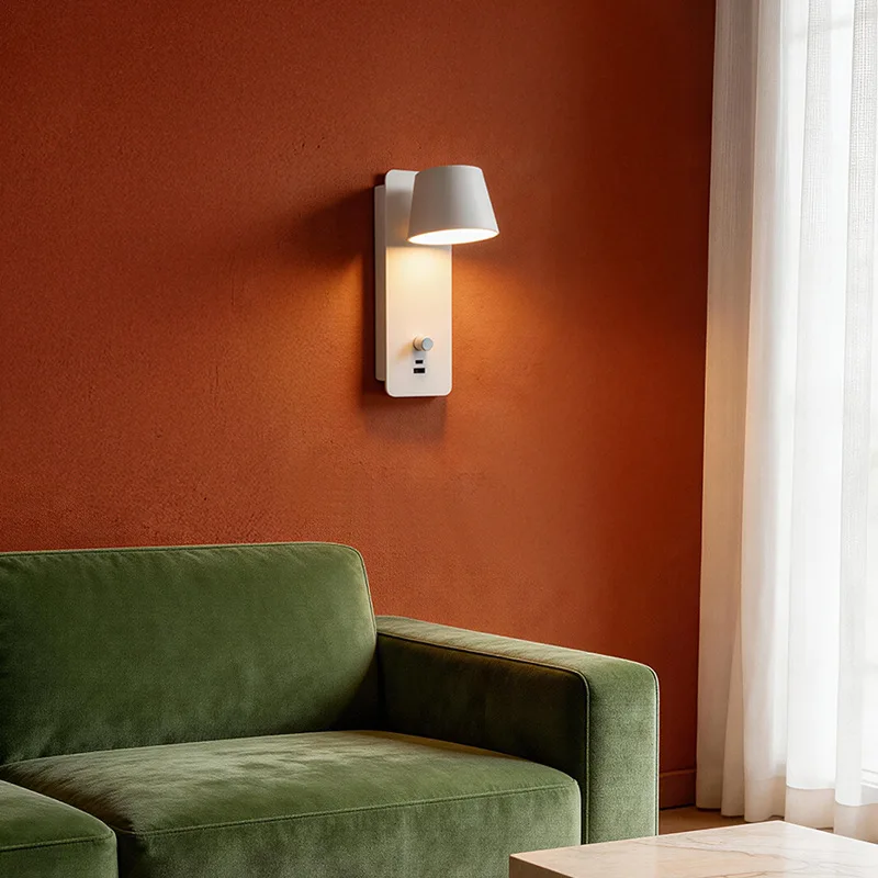 European Style New LED Wall Lamp with Infinite Dimming USB Type-C Dual Interface Charging Bedroom Bedside Reading Lighting