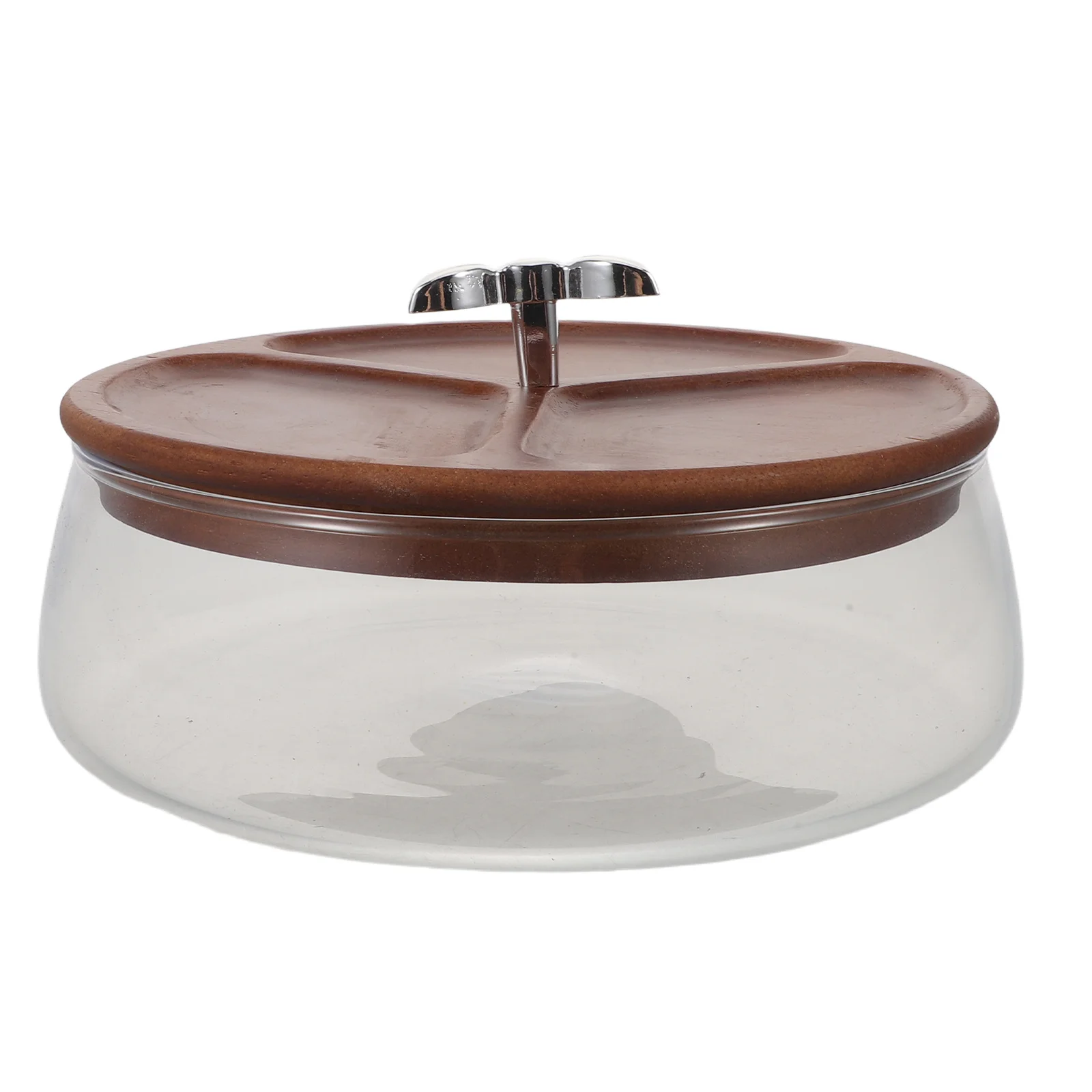 

1200Ml Clear Glass Bowl with Wood Lid Decorative Fruit Storage Snack Serving Salad Container Reusable Transparent Kitchen