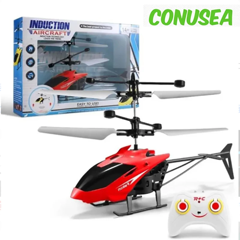 Flying Mini Guide Airplane Remote Control Airplane Helicopter Children Plastic Flashing Light Red Toy