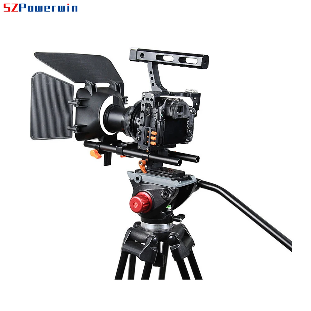 Powerwin C500 Cage Kit for GH4 A7S  A7 A7R A7RII A7SII DSLR Camera Photo Studio Rig Slider Stabilizer Follow Focus Barn Door Set