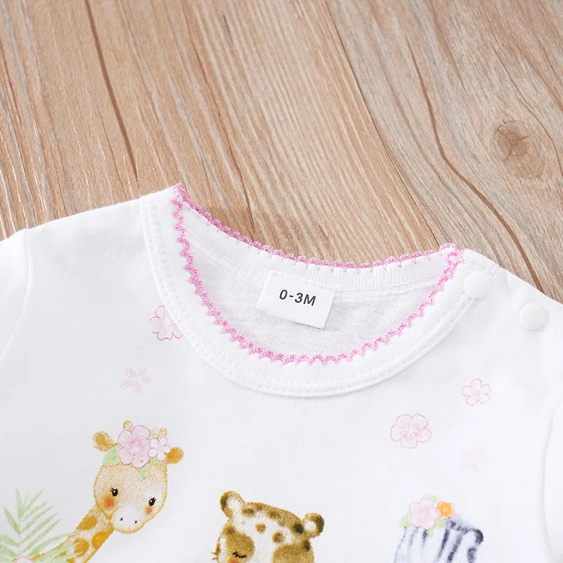 Spring And Autumn Newborn Cute Cartoon Giraffe Cotton Comfortable And Soft 0-12m Boys And Girls Long Sleeved Baby Bodysuit