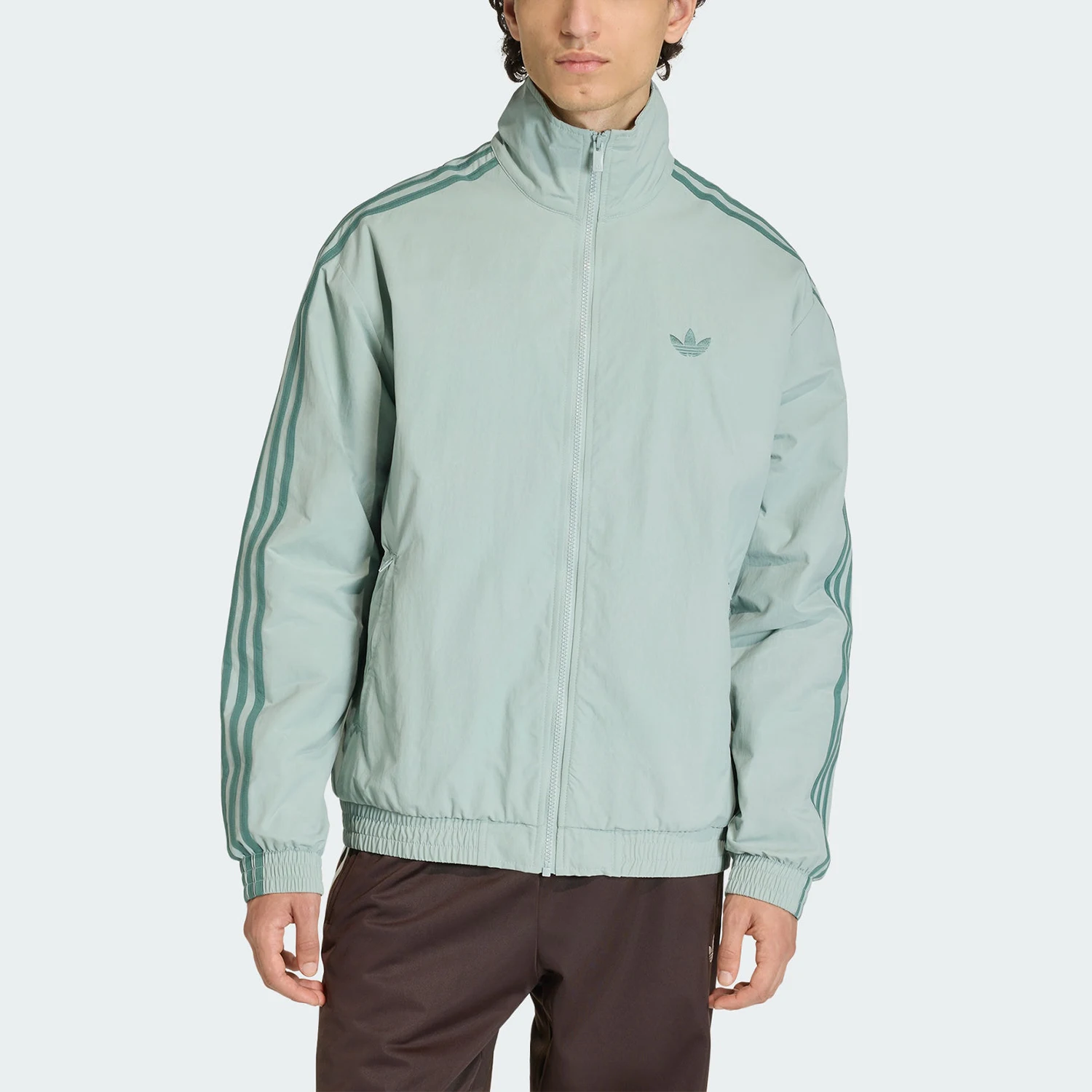 Adidas genuine clover men's stand up collar daily knitted sports jacket KQ9496