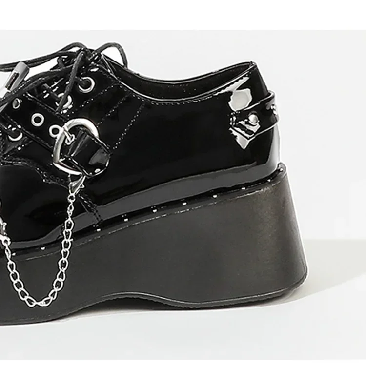 Zapatos de plataforma subcultura para mujer, zapatos góticos Y2k negros Punk Lolita, zapatos individuales, uniforme Jk, zapatos de tacón alto de cuero