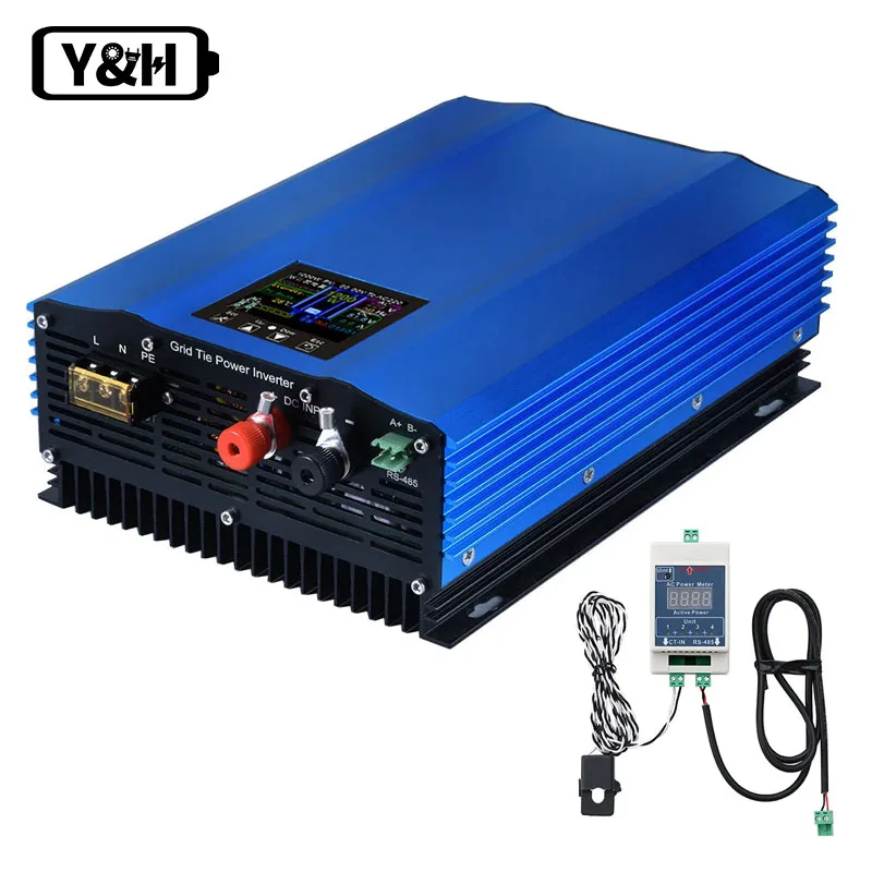 Y&H Netzgekoppelter Wechselrichter 1,2 kW 1 kW mit Begrenzer, reiner Sinuswellen-Solarwechselrichter für Solarmodule/Batterieentladungsmodus (optionales WLAN-Modul)