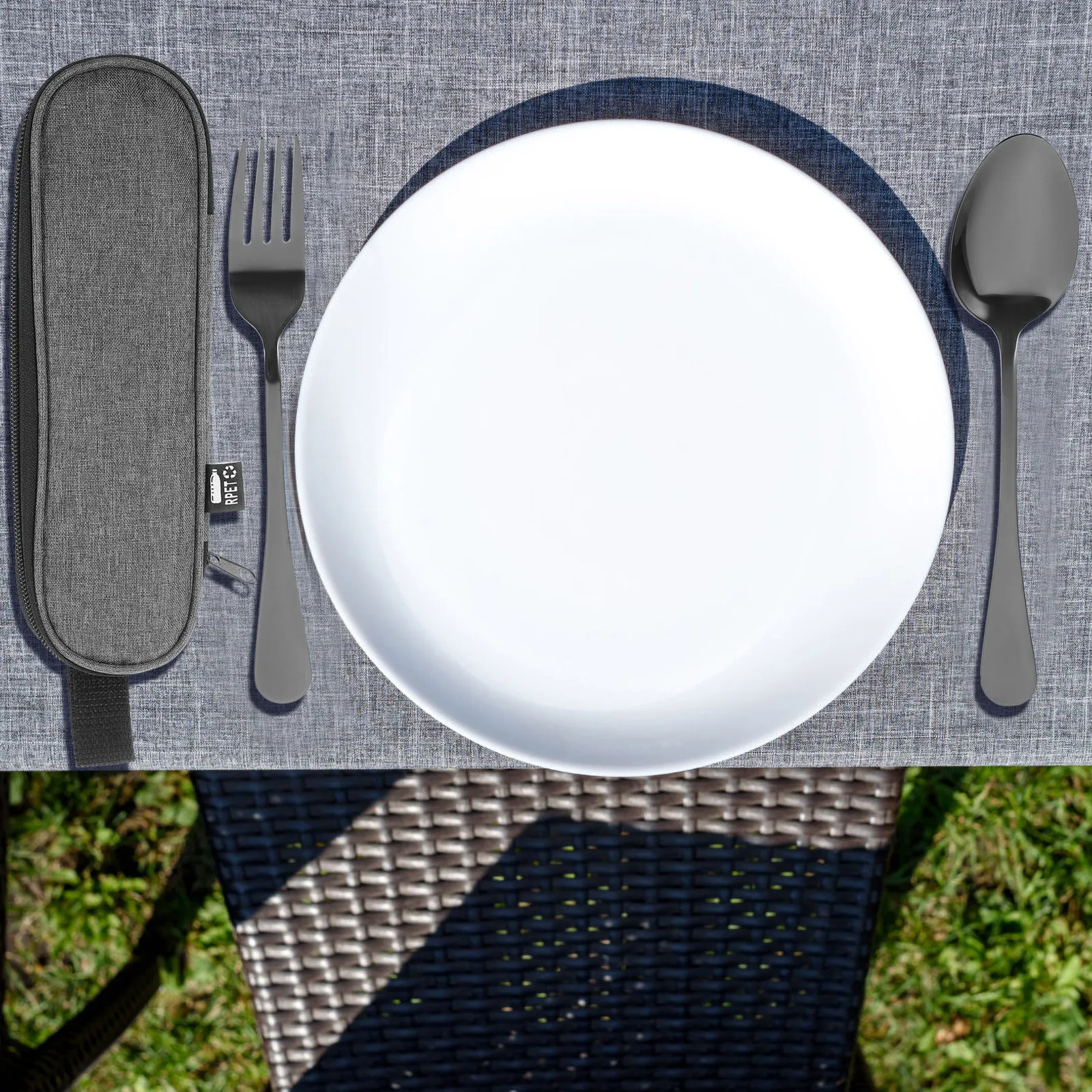 

1Set Stainless Steel Travel Utensil Set Portable Spoon Fork Chopsticks Straw Cleaning Brush Storage Bag Outdoor Picnic Camping