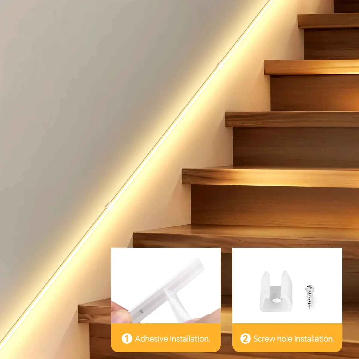 Lampu Neon LED Strip COB Sensor Gerak PIR Nirkabel 3/5/10M 24V Sensor Isi Ulang Premium Silikon Solid Lampu Malam Tangga