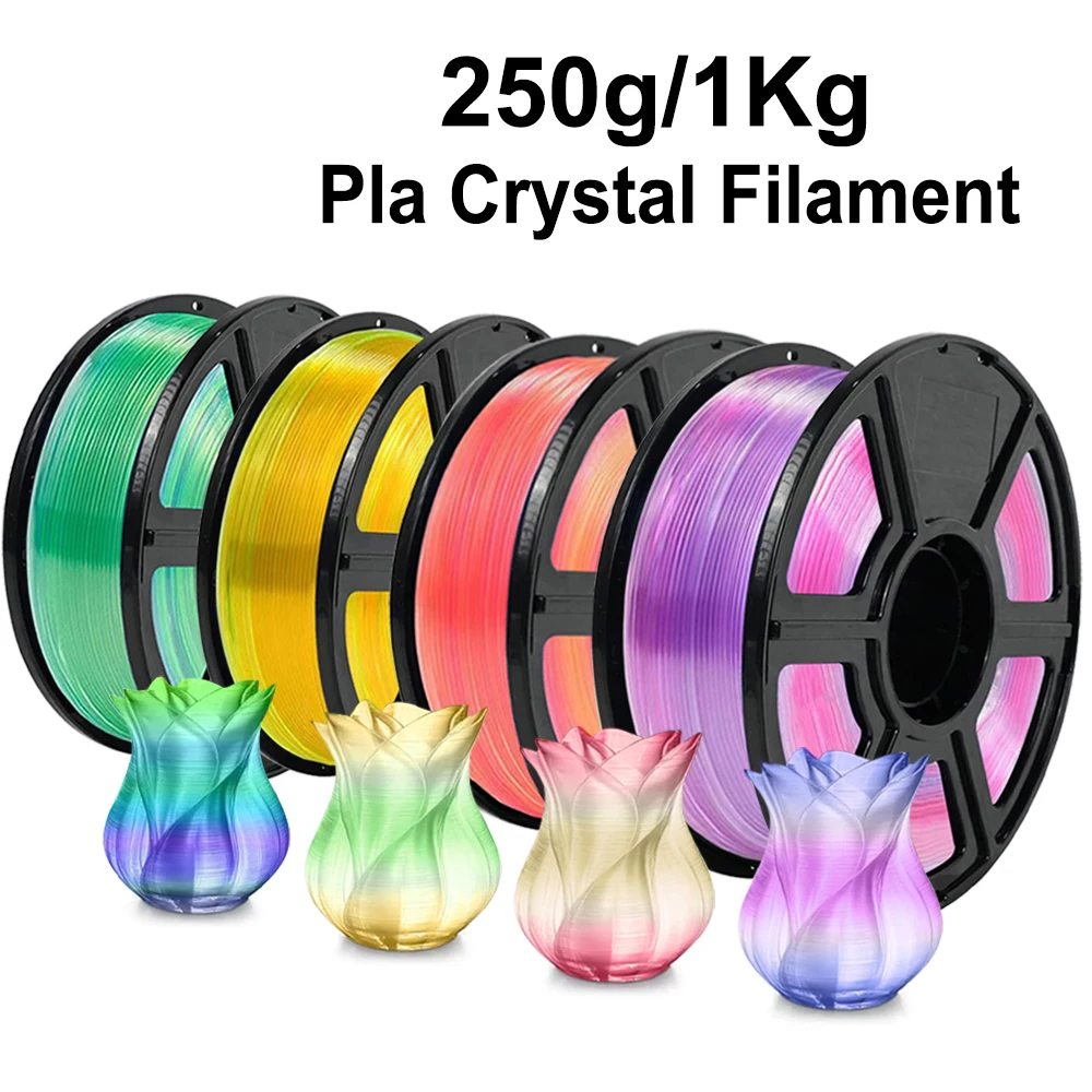 

250 г/1 кг PLA прозрачная фиолетовая красная градиентная нить 1,75 мм желтый оранжевый кристалл градиент синий зеленый материал 3D-принтера