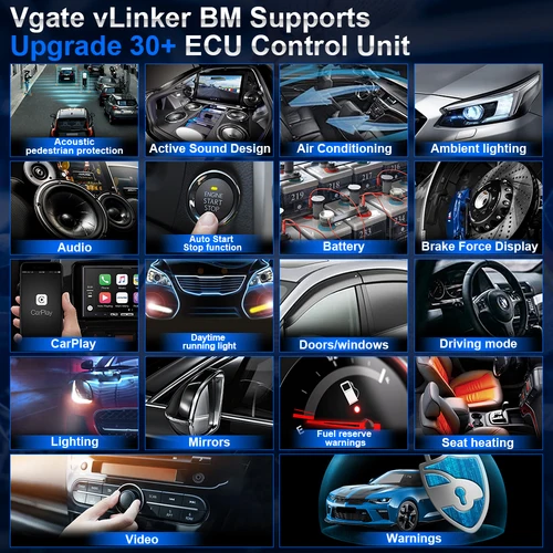 Imagen 2 del producto Vgate vLinker-herramienta de diagnóstico de coche, accesorio BM + BM para BMW V2.2 OBD2, Bluetooth 4,0, escáner automático para Bimmercode, Android, iOS, pk ELM327, V1.5