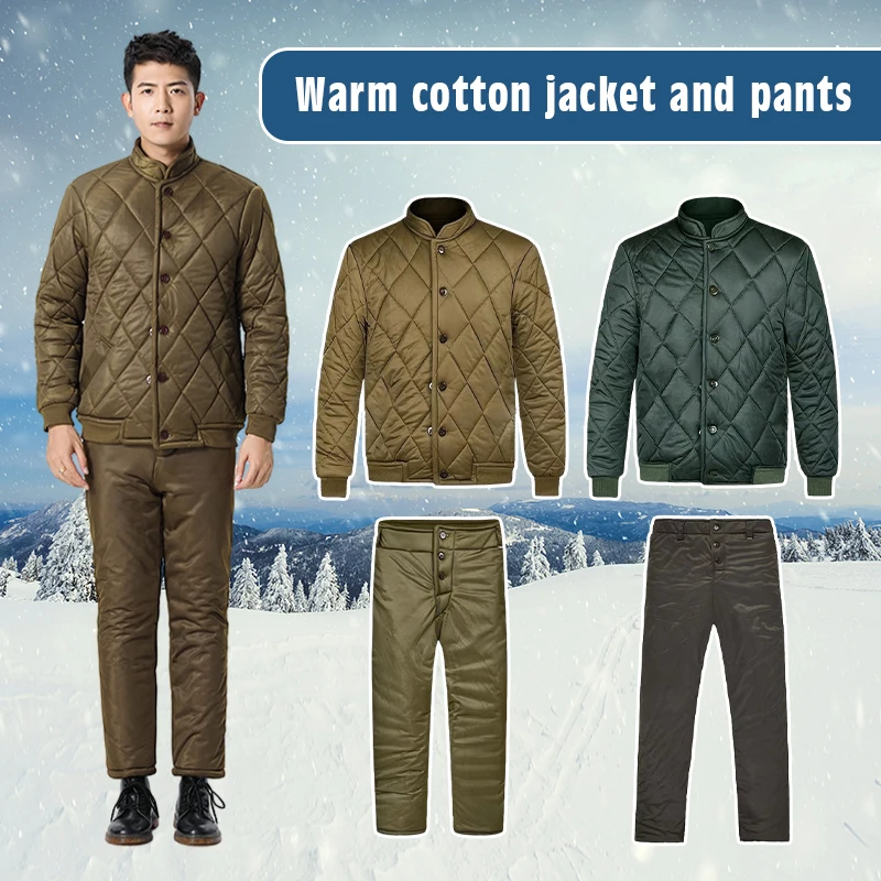 Herren Arbeits schutz Baumwoll jacke Hosen Winter warm verdickte Mantel Hose Notent lastung kälte beständige Baumwoll kleidung