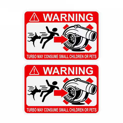 2PCS 120 X 90MM TURBO WARNING DECAL STICKER FUNNY CAR DECAL STICKERS