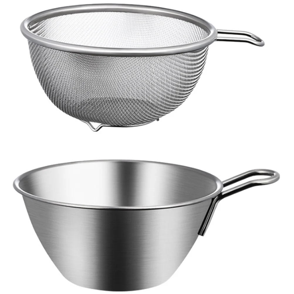 

1 Set Fruit Rice Washing Strainer Kitchen Strainer Mesh Colander Egg Mixing Bowl Rice Colander Strainer