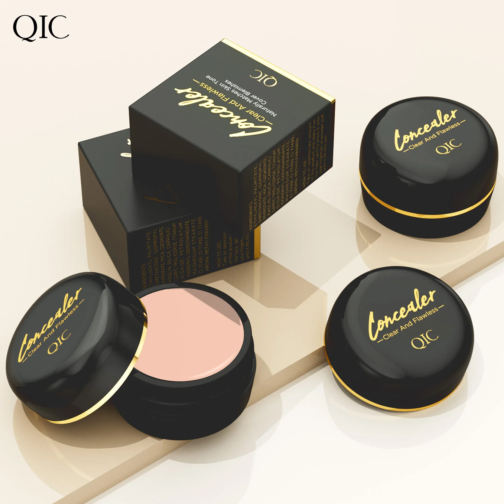 QIC Holding Makeup Concealer mit Pinsel Spot Akne Print Repair Foundation Augenringe sind nicht leicht zu klebendes Puder.