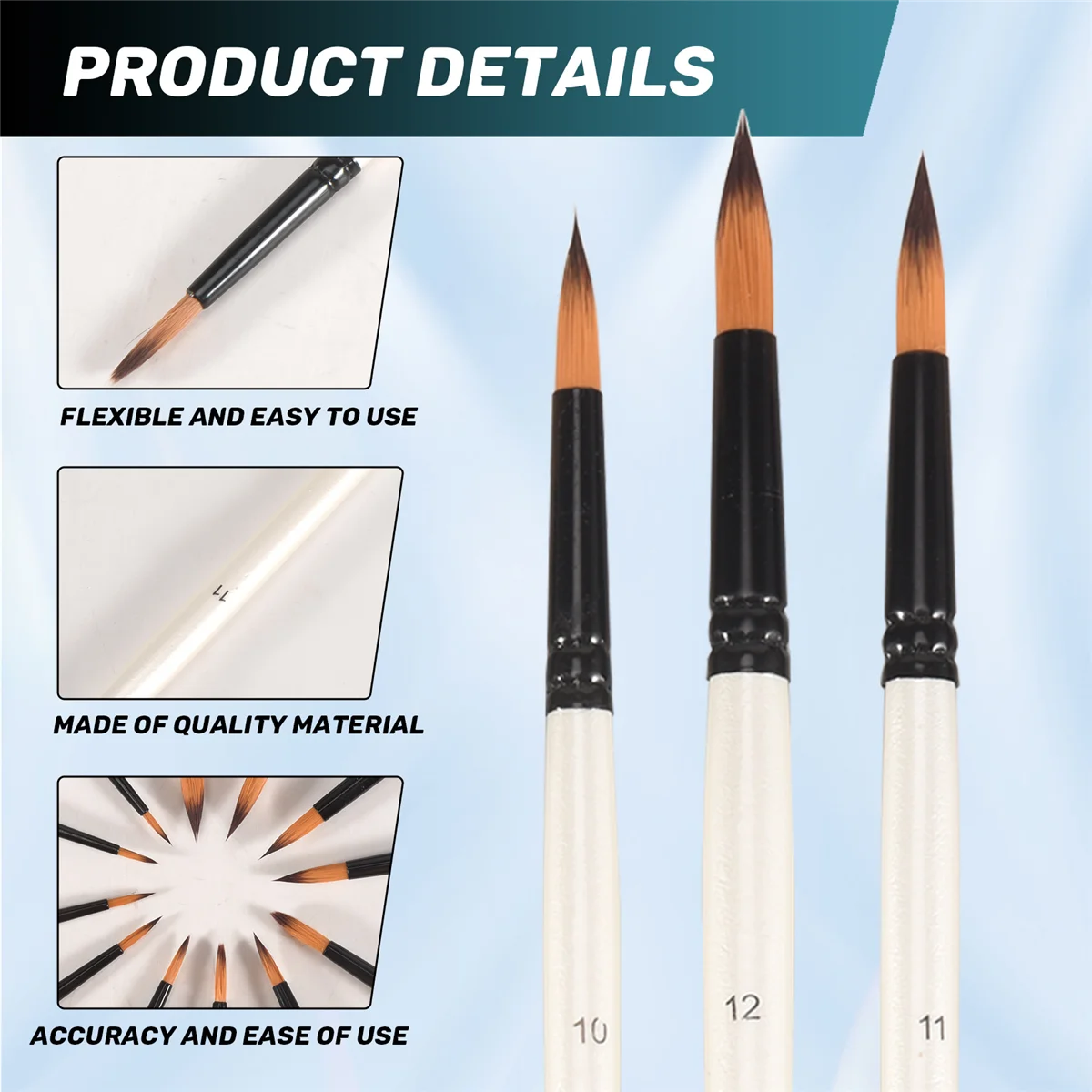 

AAAE 12Pcs Acrylic Paint Brushes Set, Professional Round-Pointed Tip Artist Paint Brushes for Acrylic Watercolor Oil Painting