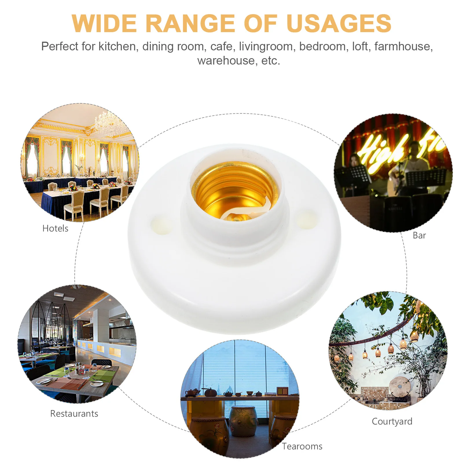 

10Pcs Screw Light Bulb Socket E27 Base Lamp Holder Easy Installation Sturdy Copper Wiring Wide Applicability Commercial Use