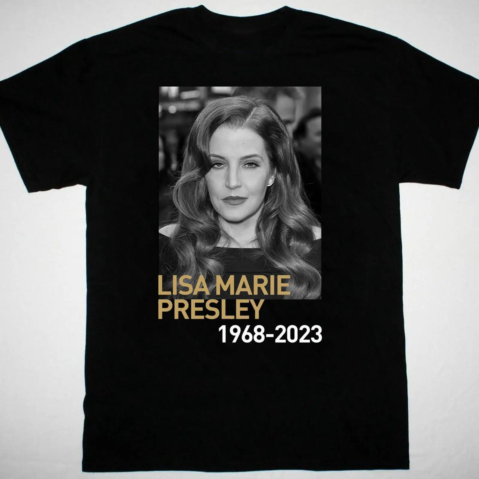 LISA Marie presley เสื้อยืดผู้ชายผ้าฝ้ายสีดำทุกขนาด