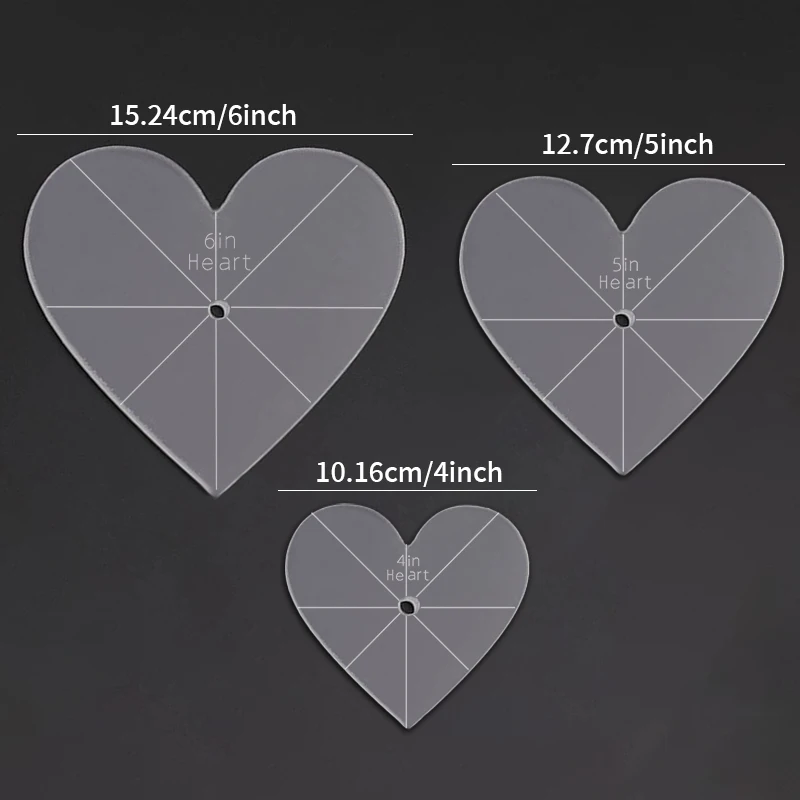 3pcs Heart-Shaped Acrylic Quilting Rulers Stencil Manualidades Precision Templates for Valentine's Day  DIY Sewing Art Crafts view 6