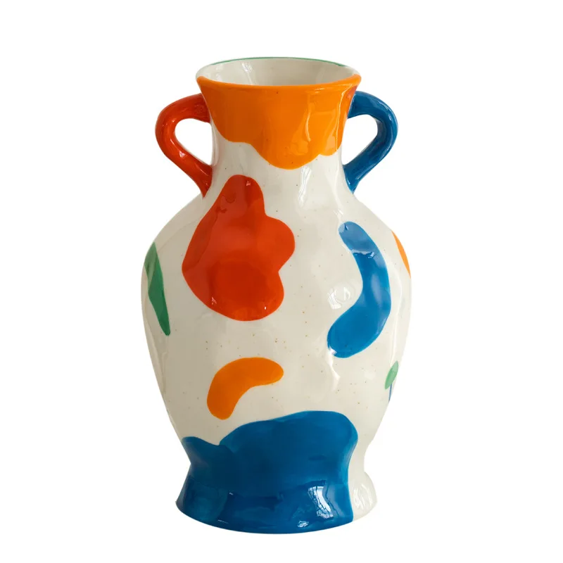 

Hand painted creative ceramic decorative vase flowers living room flower arrangement ornament B & B exhibition hall niche
