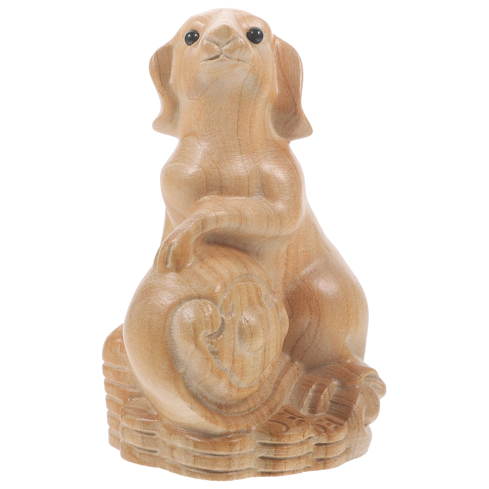 

Zodiac Wood Carving Ornaments Bulldog Statue Decor Decors Desktop Pet Cute Puppy Luxury Figures