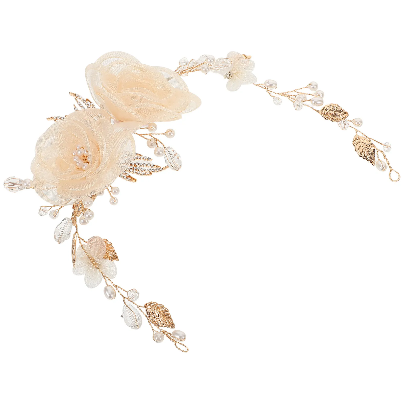 

Элегантный цветочный венок для невесты, ручной работы, со стразами, легкий свадебный аксессуар для волос для фотосессии невесты