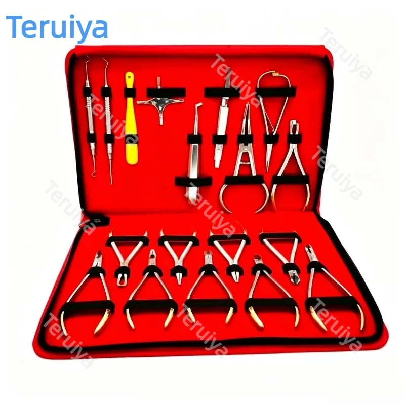 18Pcs Dental Orthodontic Kit, Dental Lab Forming Pliers & Stainless Steel Arch Wire, Orthodontic Instruments