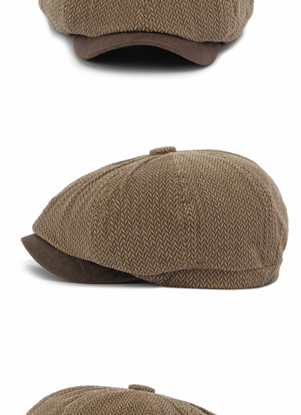 HT5163 Newsboy-Mütze für Männer und Frauen, Vintage-Künstlermütze, Woll-Baskenmütze, Flachmütze, 2026 Neu, Dick, Warm, Fleece-Gefüttert, Achteckige Baskenmütze – Detail 7