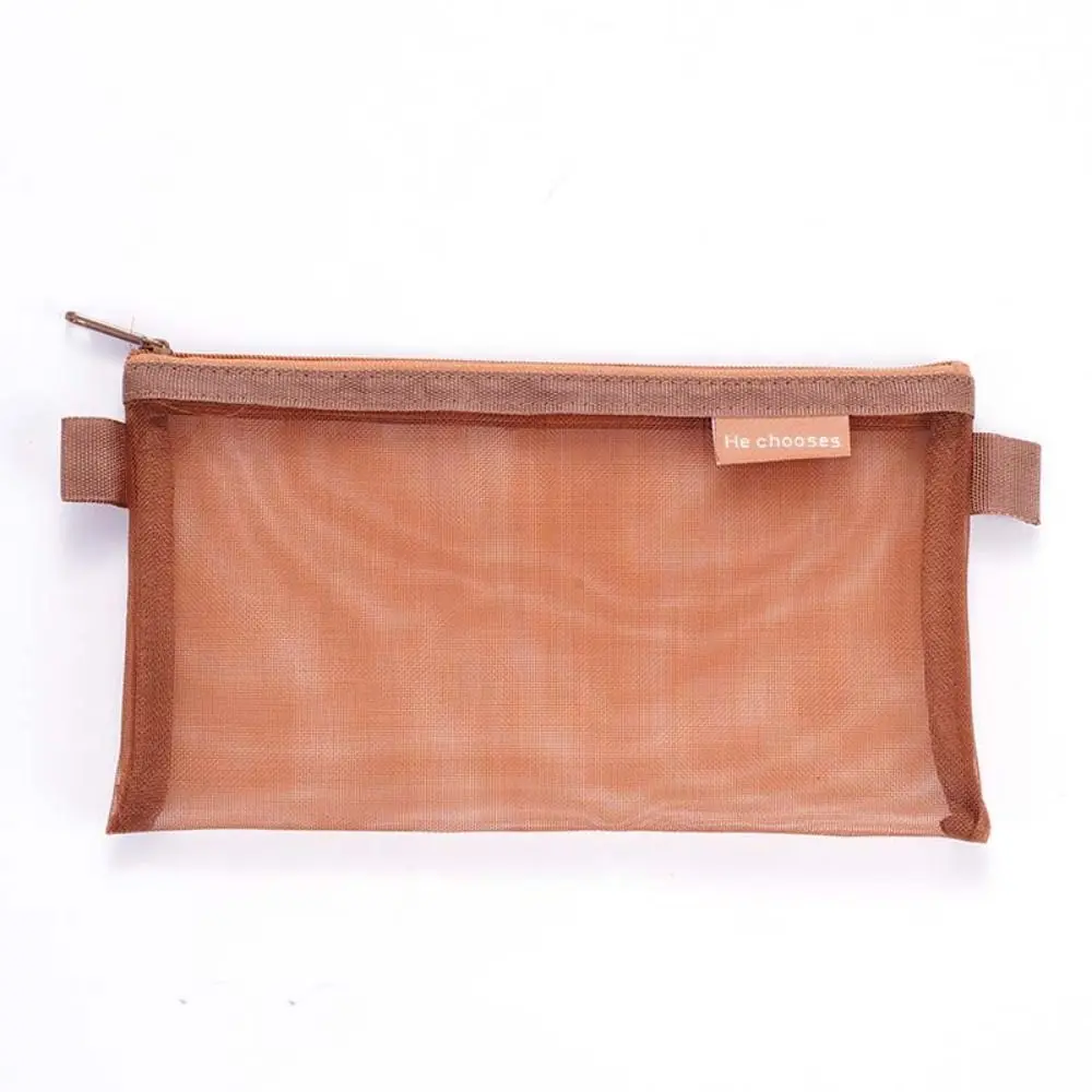 

Nylon Mesh Pencil Case Bills Bag Retro Color Transparent Bills Bag Storage Bag Cosmetic Bag Zipper Stationery Bag