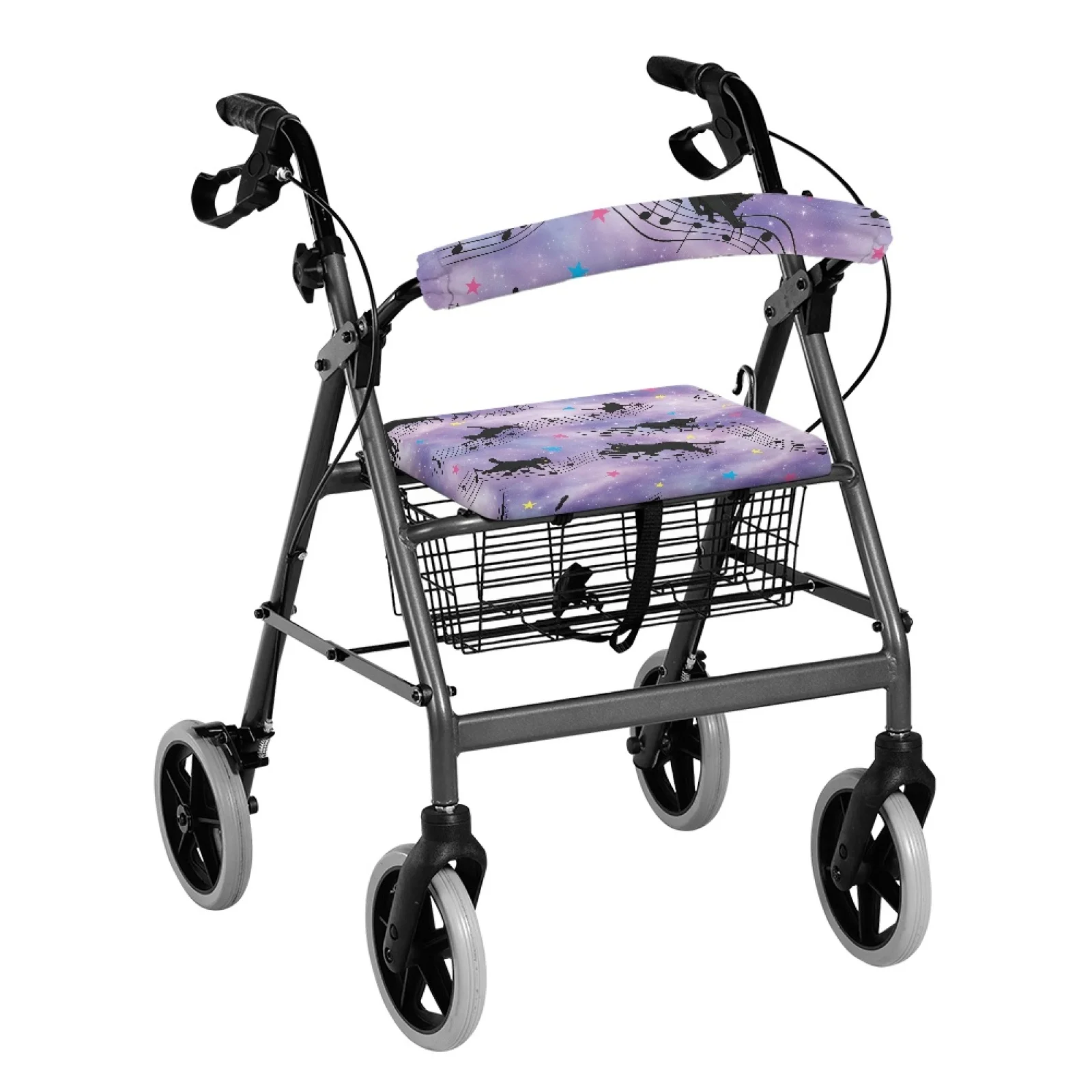 Coloranimal Cat Music Pattern 2 Pieces Set Walker Seat Cushion for Seniors Rollator Seat Back Cover 2026 Collection view 2