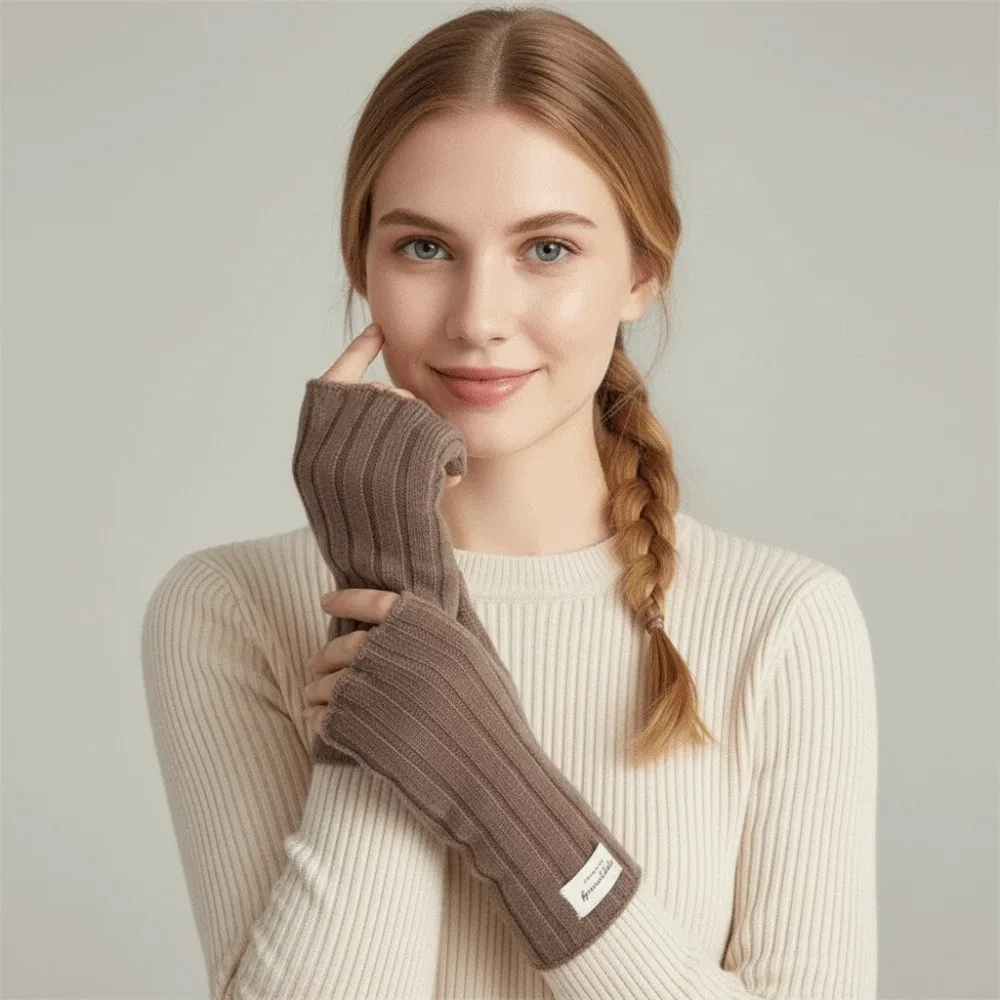 

Fashion Touchscreen Winter Gloves Wrist Length Keep Warm Knitted Gloves Solid Color Fingerless Gloves Autumn