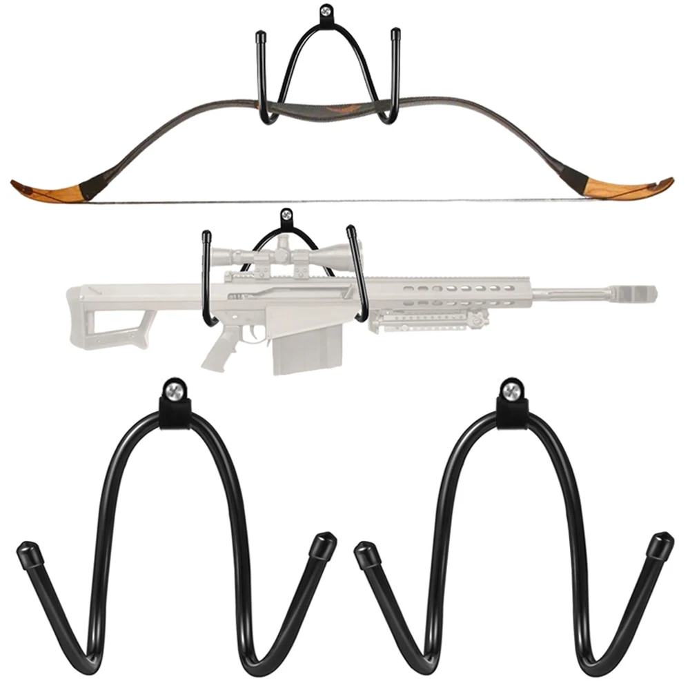 1/2Pcs Gun Rack Rifles Shotgun Wall Mount Hanger Bow Display Hanger Archery Rack Weapon Support Hanger Adjustable Display Hooks