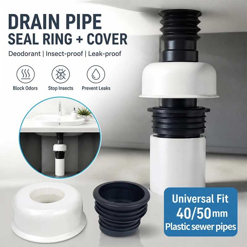 Universal Drain Pipe Sealing Plug Anti-Odor Silicone Seal Ring for 40/50mm PVC Pipe Washing Machine Kitchen Sink Sewer Connector