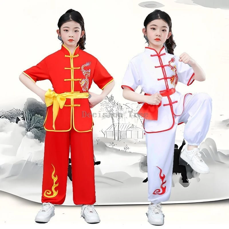 2025 drumprestatiekostuum Chinese creatieve kungfu-uniform voor kinderen, tai chi vechtsportkleding voor basisschool- en middelbare studenten