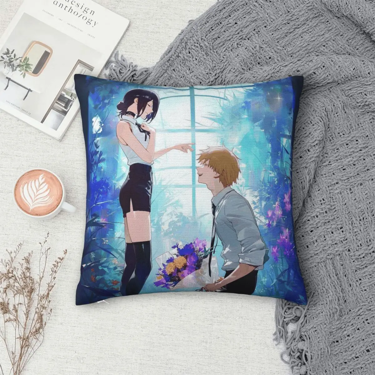 Chainsaw Man Reze Arc Anime Square Pillowcase Pillow Cover Cushion Decor Comfort Throw Pillow for Home Living Room