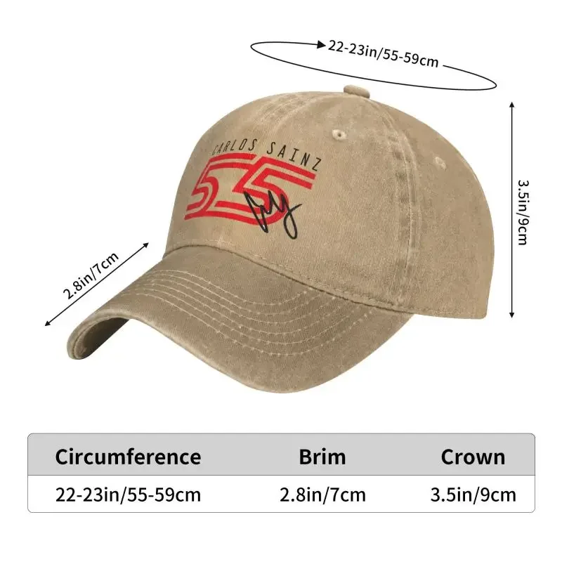 مخصص الكلاسيكية القطن كارلوس ساينز 55 صيغة سباق سائق قبعة بيسبول للنساء الرجال قابل للتعديل أبي قبعة في الهواء الطلق