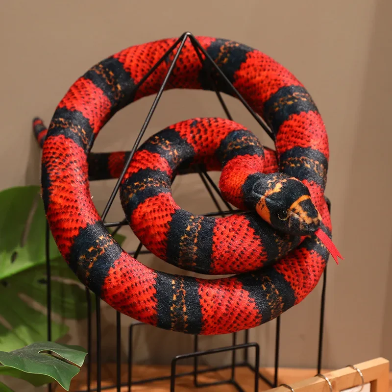 Giant Realistic Snake Plush Toy Lifelike Red Green Brown Snake Stuffed Animal Soft Viper Plushie for Prank Prop Halloween Decor