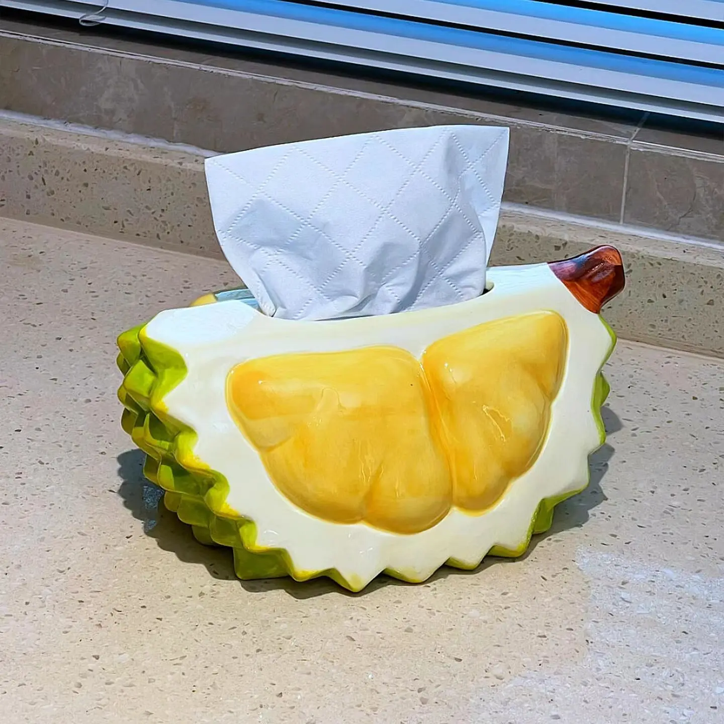 

Durian Ceramic Tissue Box Creative Living Room Light Luxury Desktop Paper Box Living Room Bedroom Home Furnishings Decoration