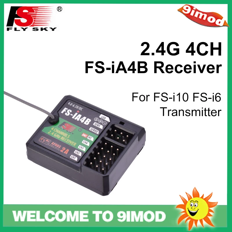 Receptor FS-iA4B 2,4 GHz 4CH 4,0-6,5 V CC para FS-I10 FS-I6 FS-I6S FS-IT4 FS-GT2F FS-GT2G Control remoto RC coche barco