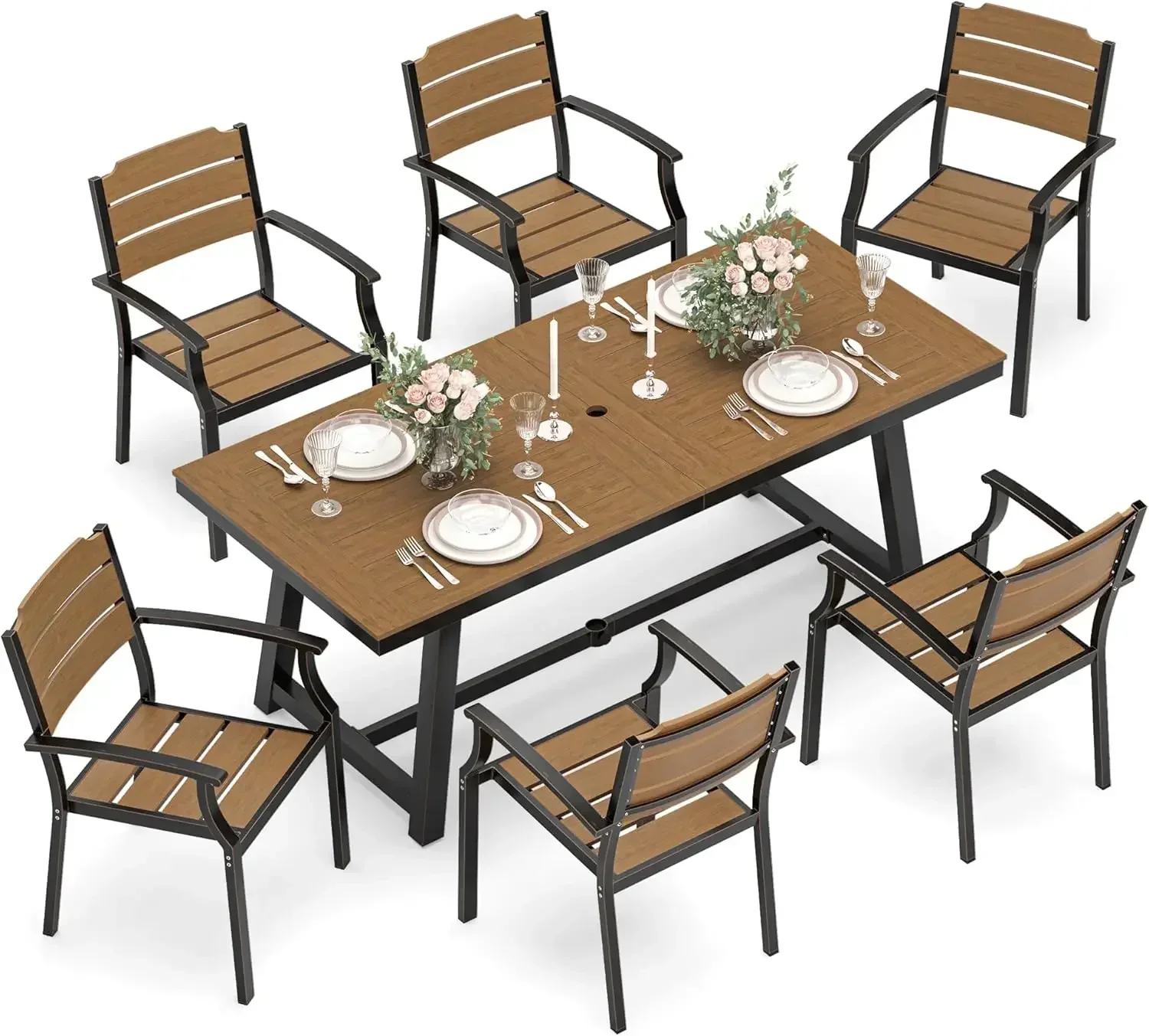 

Hot-sellingPatio Table and Chairs Set, Patio Furniture Set, 7-Piece, HDPS All-Weather Material Outdoor Dining Set, Outdoor Furni