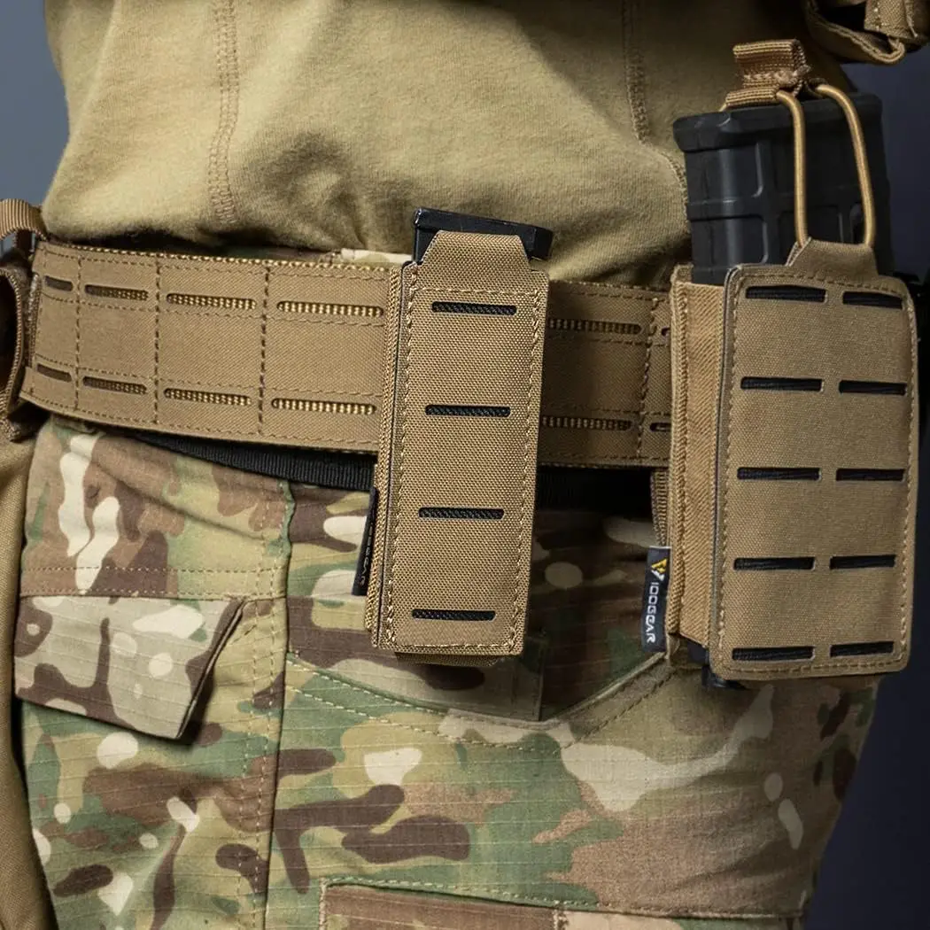 Outdoor Molle 5.56 Magazine Pouch Single Mag Holder Universal Laser Cut Flashlight Pouch Knife Pocket Hunting Gear