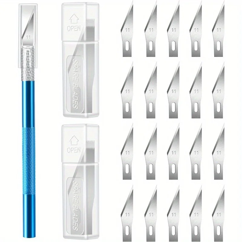 Set of Craft Knives Including an Exacto Knife And 20 Replacement Blades, Perfect for Projects, Art, Cutting,Carving,Scrapbooking