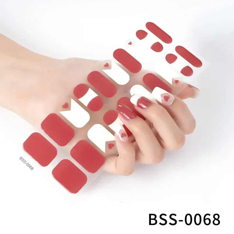 20pcs/Pack Self Press Gel Nail Stickers UV Polish Wraps Shiny Beauty Nail Gift Manicure Decorations Press On Stickers