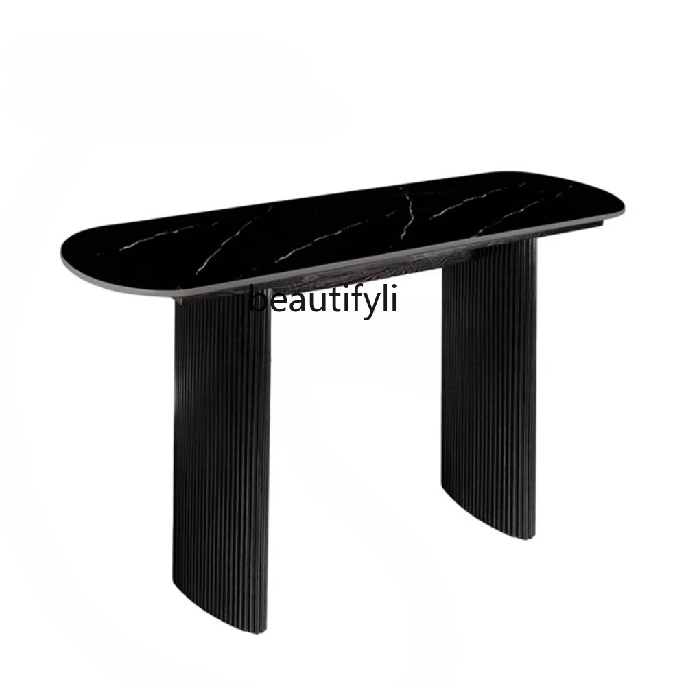 

Simple modern marble entrance table Italian style, against the wall Hotel aisle case entrance end view table