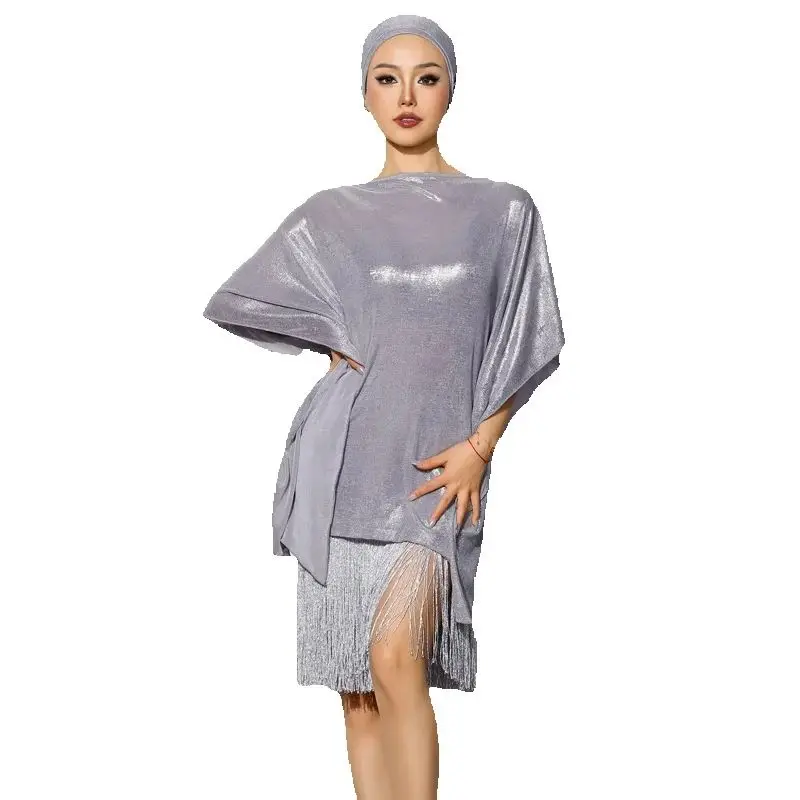 สุภาพสตรีละตินเต้นรําเครื่องแต่งกายไม่สม่ําเสมอละติน Top Tassels กระโปรงผู้หญิง Chacha Latin Dance เสื้อผ้าเวทีชุด DQS19995