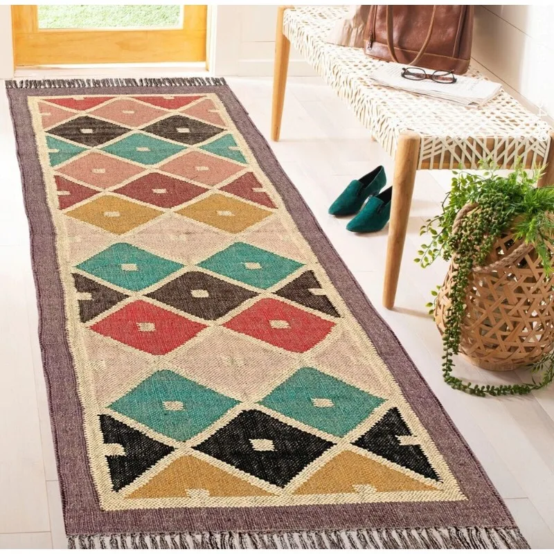 

Rug Handwoven Wool Jute Rug Vintage Oriental Decorative Rug Kilim Area Rug