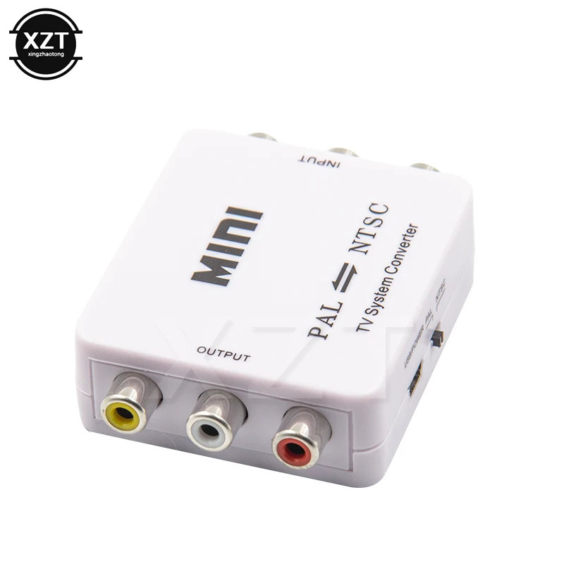 New White Box PAL NTSC SECAM to NTSC PAL TV Video System Converter Switcher Adapter AV CVBS Audio Converter