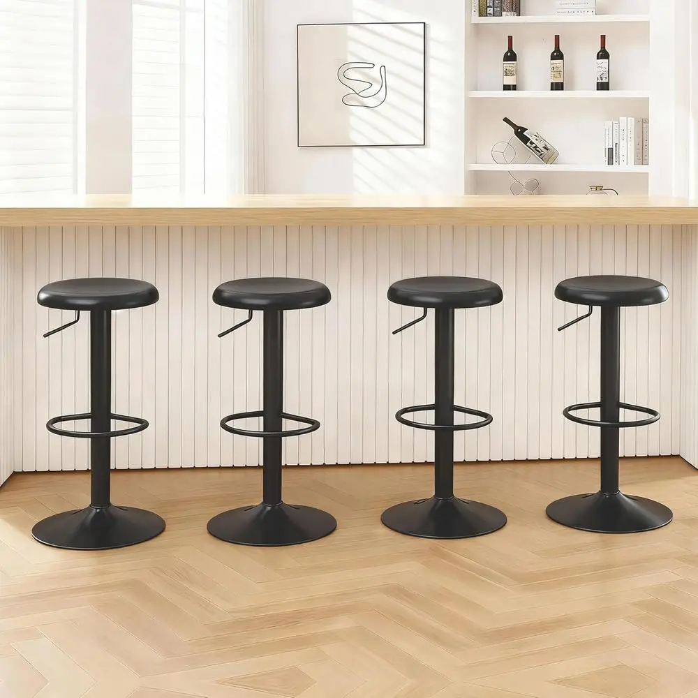 Coppia di sgabelli da bar girevoli regolabili, set di sgabelli senza schienale in metallo ad altezza bancone per isola della cucina o pub, nero